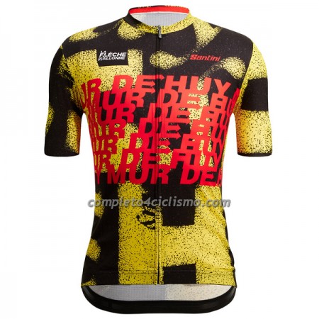 Maglia Santini 2023 La Fleche Wallonne Manica Corta Giallo Nero Rosso